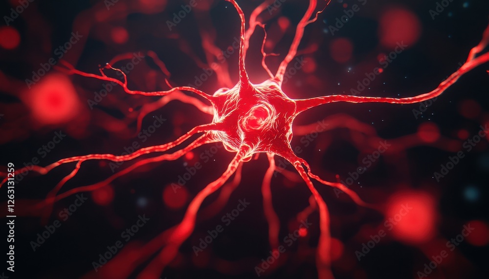 Aufkleber detailed close-up of a neuron showcasing its intricate structure and connections, representing the f