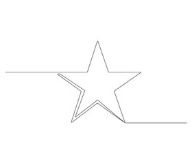 Continuous one line drawing of star. Single line drawing illustration of star icon of a winner. Star concept vector art. Doodle line illustration.