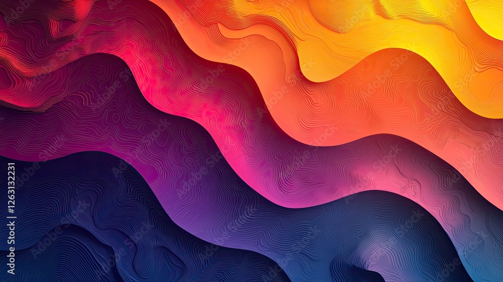 Poster Abstract Colorful Wavy Lines Gradient Pattern Design