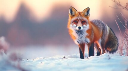 Obraz premium Majestic Red Fox in Winter Wonderland