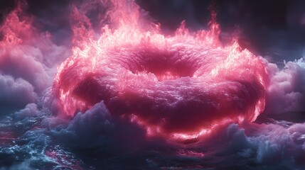 Fiery Ring Enveloped In Smoky Clouds