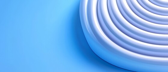 Fototapeta premium A smooth, circular arrangement of white lines against a soft blue background, creating a minimalist and modern aesthetic.