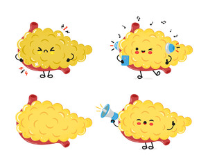 Funny Pancreas characters bundle set. Vector hand drawn doodle style cartoon character illustration icon design. Cute Pancreas mascot character collection