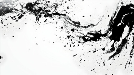 Obraz premium Abstract black ink splashes on a white background, creating a dynamic artistic effect