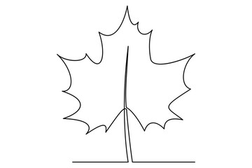 Continuous single Line Drawing Of a Leaf Editable Stroke outline vector illustration


