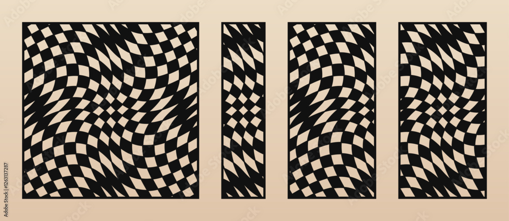 Aufkleber vector set of trendy laser cut panels. stencils with abstract geometric pattern, distorted lines, gr