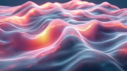 Fototapeta premium Abstract Wavy Surface Glowing With Orange And Pink Hues
