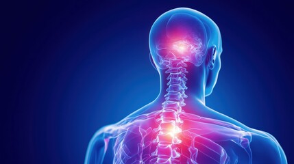 Innovative depiction of human spine and brain connection illustrating neurological health and pain points