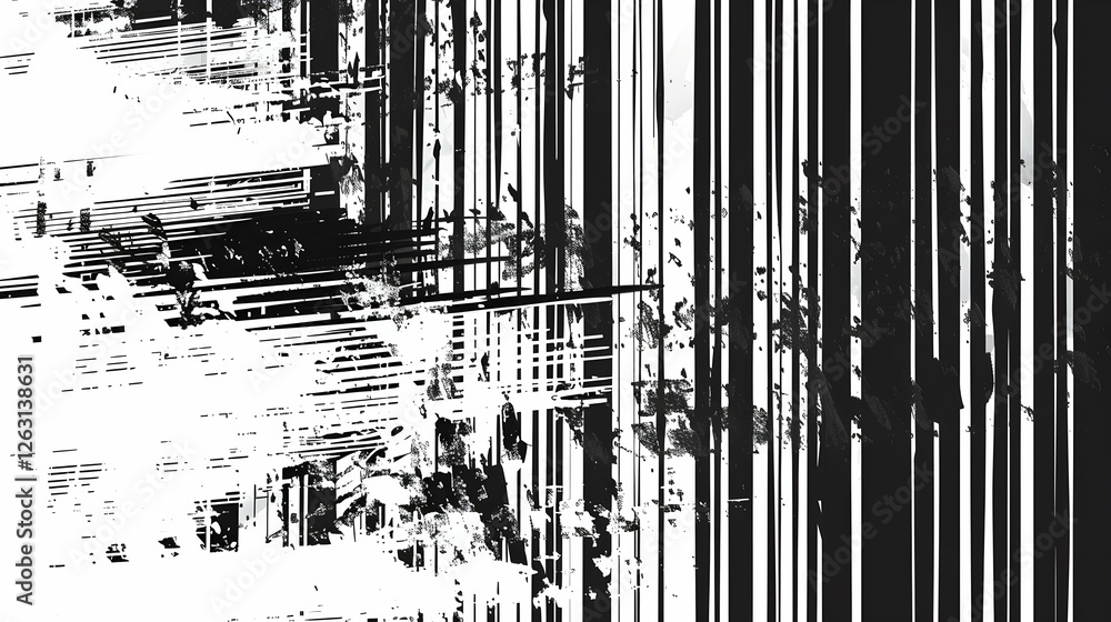 Poster abstract black and white pattern with dynamic lines and textures, evoking movement and energy