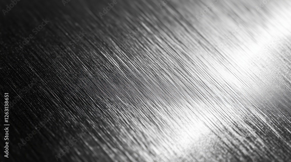 Poster stainless steel texture showcasing a smooth and reflective surface with fine lines illuminated by so