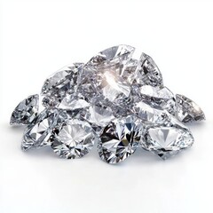 Brilliant cut diamonds shining on a reflective surface