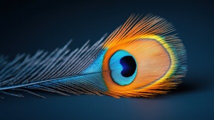 Obraz premium Peacock feather, vibrant, dark backdrop, detail, design