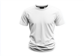 Selective focus cotton white t-shirt isolated on white background, Empty t-shirt for commercial, Cotton t-shirt with empty logo on white.
