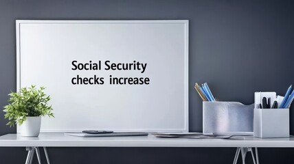 Social Security checks increase concepts. Social Security checks increase message on a modern workspace.