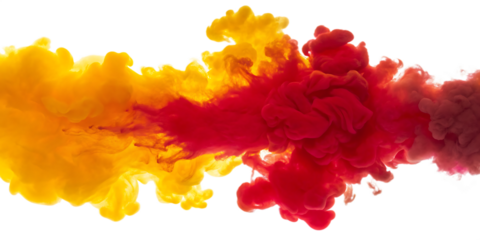 yellow and red colorful ink in water abstract isolated on white background PNG.AI GENERATED