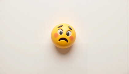 Fototapeta premium Tired face emoji expressing exhaustion on plain background, digital art