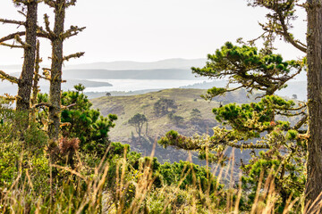 Breathtaking aerial view of Point Reyes, California, showcasing dramatic coastal cliffs surrounded by the Pacific Ocean. A stunning destination for nature lovers, photographers, and outdoor