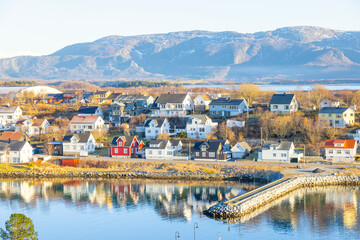 View of the city of Brønnøysund,Helgeland from bridge