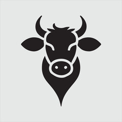 Minimalist Cow Head Silhouette Vector Illustration