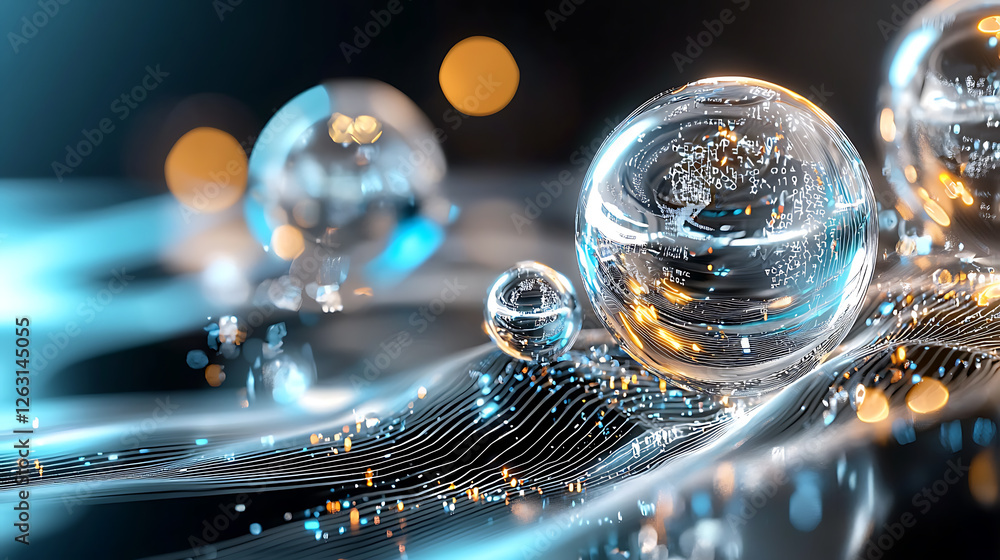 Poster captivating bubbles floating in a dreamlike environment abstract art illuminated background digital 