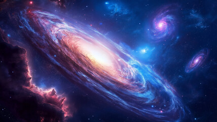 Obraz premium stunning galaxy with vibrant colors and swirling stars