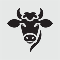 Minimalist Cow Head Silhouette Vector Illustration