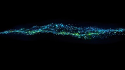 Glowing network nodes in blue and green, symbolizing digital security and interconnected technology.