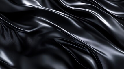Draped Black Fabric Showing Subtle Texture and Light Reflections