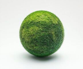 Pasture grass globe on white background hyperrealistic closeup view