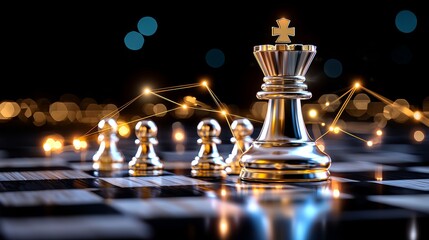 Strategic chess game modern digital arena high-quality image professional environment close-up view competitive intelligence