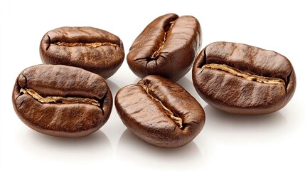 Obraz premium Isolated Coffee Beans on White Background for Culinary Designs