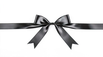Elegant Black Ribbon Bow for Celebratory Decoration Isolated