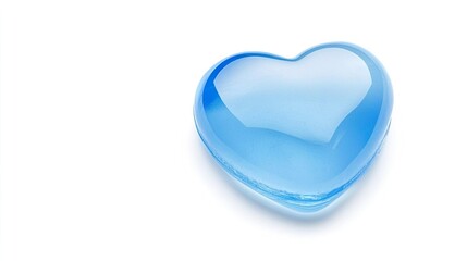 Isolated Blue Heart Shape on White Background with Glossy Finish