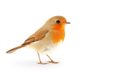 Beautiful Isolated Robin on a White Background Perfect for Chaos