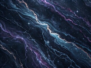 Naklejka premium Beautiful mesmerizing deep black marble background with swirling patterns of dark blue, Generative AI