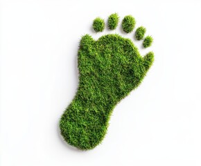 Footprints on grass texture isolated on white background in top view