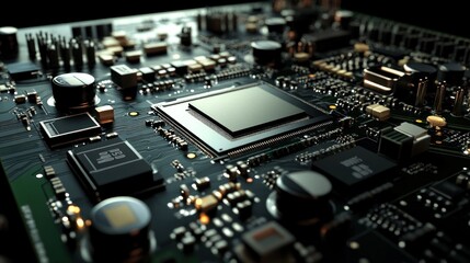 Obraz premium Detailed Closeup Of A Modern Computer Circuit Board