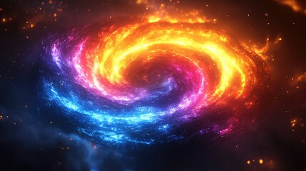 Obraz premium Fiery Cosmic Spiral Galaxy Swirling Nebula