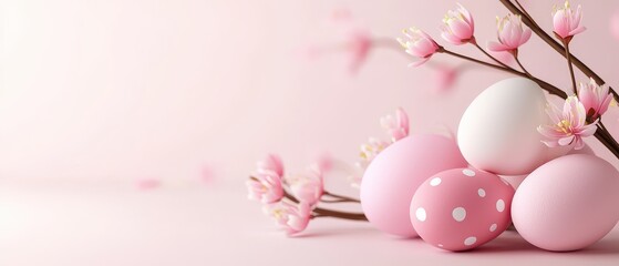 Handpainted easter card celebrating joyful spring symbols with blooming eggs