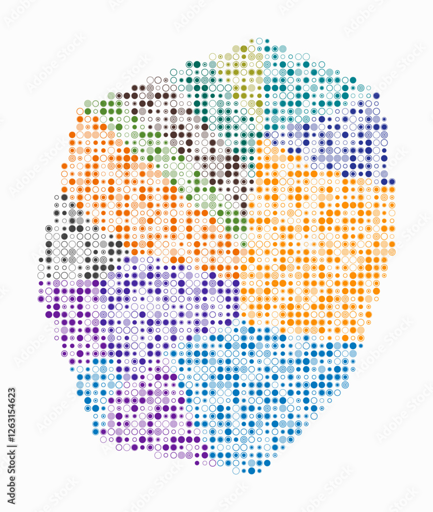 Poster nauru, shape of the country build of colored cells. digital style map of the nauru on white backgrou