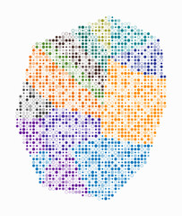 Nauru, shape of the country build of colored cells. Digital style map of the Nauru on white background. Small size circle blocks. Simple vector illustration.