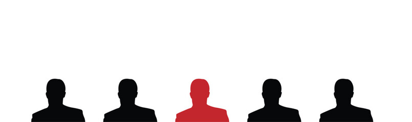 Bust of Chosen Business Man Silhouette. Leadership and bright idea brainstorming. HR and recruitment concept vector art