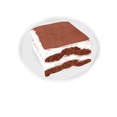Piece of tiramisu cake on a plate