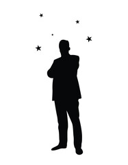 Silhouette of a Successful Business Man. Leadership and bright idea brainstorming. HR and recruitment concept vector art