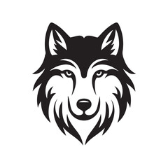 Fototapeta premium wolf head illustrations in black and white, vector style, perfect for logos or tattoos