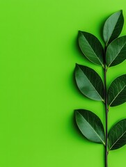 Fototapeta premium A vibrant green backdrop with lush leaves showcasing natural beauty and freshness.