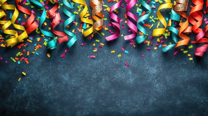 Fototapeta premium Colorful streamers confetti party celebration background design