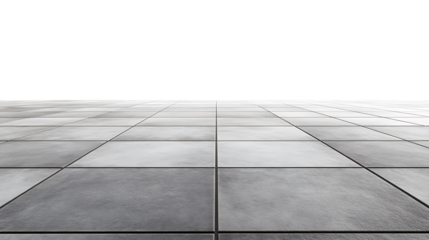 Wide Shot of Perfectly Arranged Grey concrete bricks in Crescent Shape on White and transparent Background.