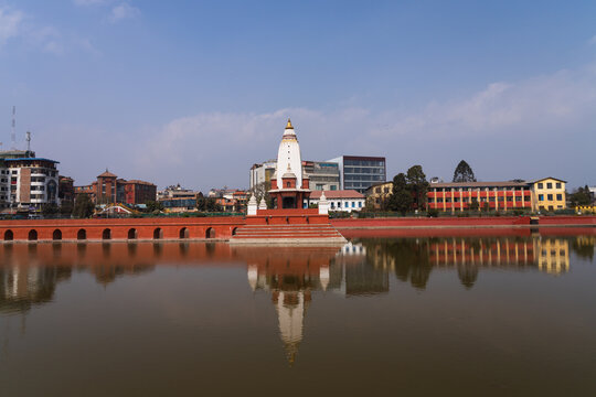 Rani Pokhari, a historic artificial pond in Kathmandu, Nepal, was built in 1670 by King Pratap Malla. It symbolizes love and is a significant cultural landmark.