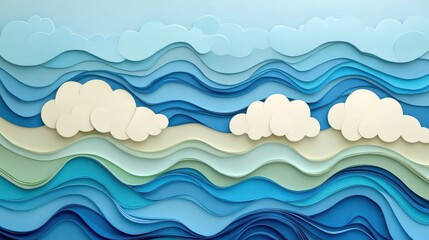 Abstract Waves and Clouds in Paper Art